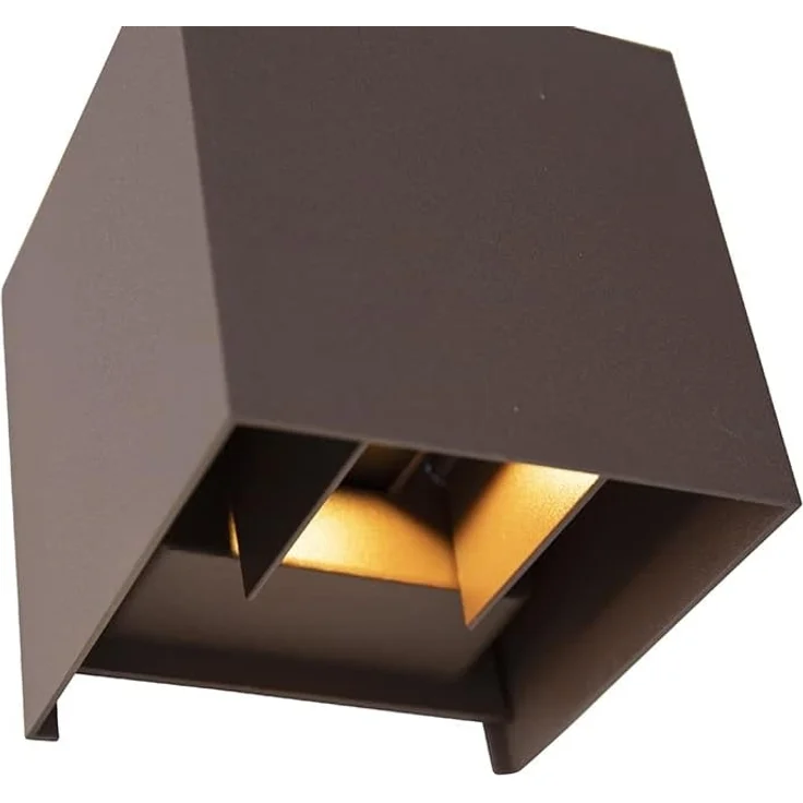 Qazqa Außen-Wandleuchte Edwin, LED fest integriert, (nicht austauschbare) LED, Braun, Modern, Aluminium, 1-flammig – Bild 4