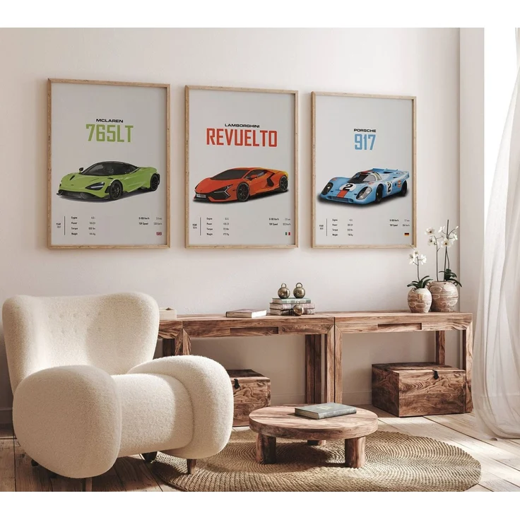 JUSTGOODMOOD Poster Sportwagen Mclaren Lamborghini Porsche Klassiker Legenden Geschenk für, PORSCHE 917 (1 St) – Bild 2