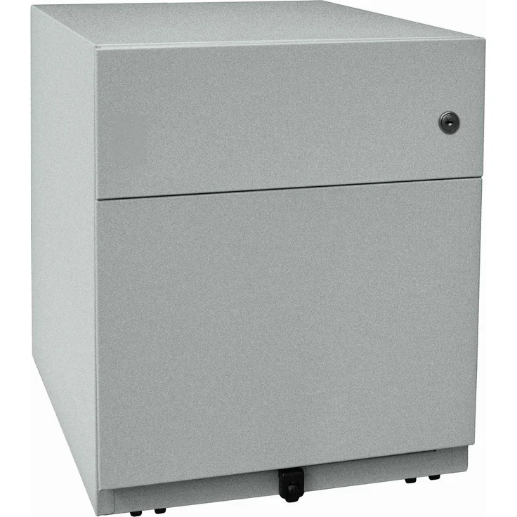 Rollcontainer Note™ mit Griffleiste, 1 Universalschublade, 1 HR-Schublade, Farbe silber – Bild 2