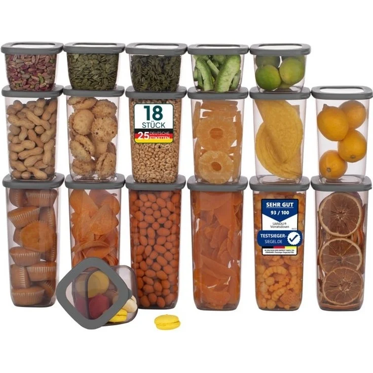 uandu home Vorratsdose Vorratsdosen mit Deckel Luftdicht, Vorratsbehälter Set, BPA Frei, (Vorratsbehälter Set, Aufbewahrungsbox Küche, Luftdichte Aufbewahrungsbox im Set inkl. 80 Etiketten, BPA Frei Kunststoff, Vorratsbehälter Set, Vorratsdosen für all... – Bild 4