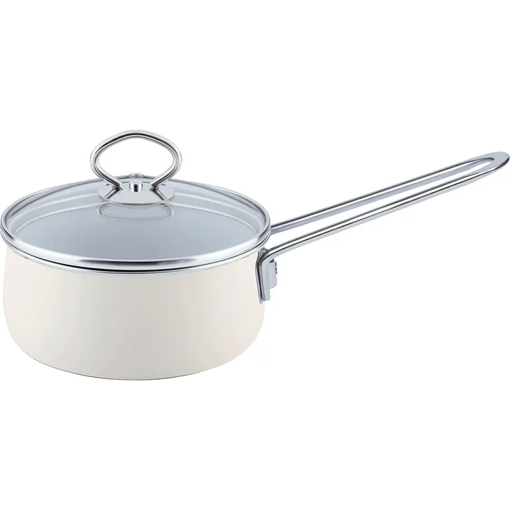 Riess avorio Pfanne 1 l Creme-Emaille-Topf mit Deckel