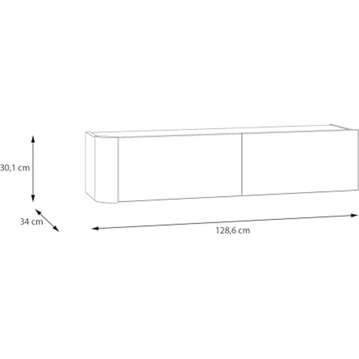 Forte BREATHTAKER Hängeschrank 130, modern minimalistisch, 2-türig, Holzwerkstoff, Wandmontage, Wohnzimmer, Terrakotta, 128,6 cm breit x 30,1 cm hoch x 34 cm tief – Bild 2