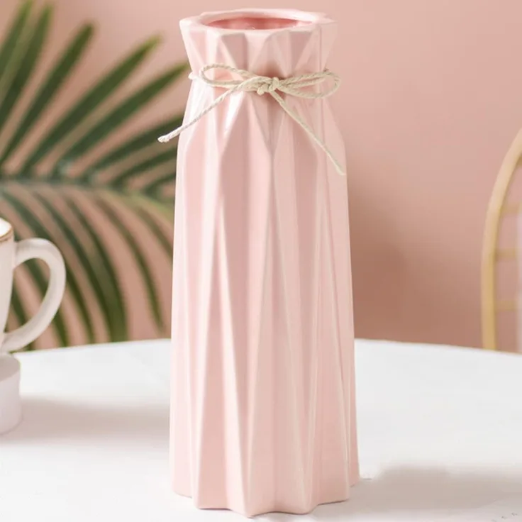 Vasen Keramik Blumenvase Trockenblumen Rosa Vase 24x10x10 Cm