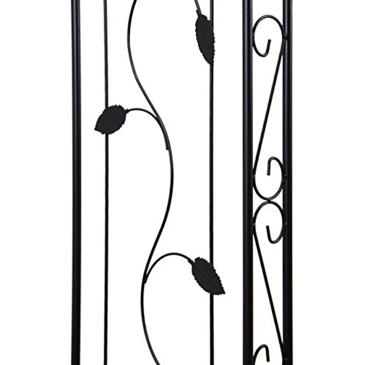 Rosenbogen Torbogen Rankhilfe Pergola Spalier Tor für Rosen Blumen Garten Terrasse Weinblatt-Design aus Metall 250 cm schwarz – Bild 2
