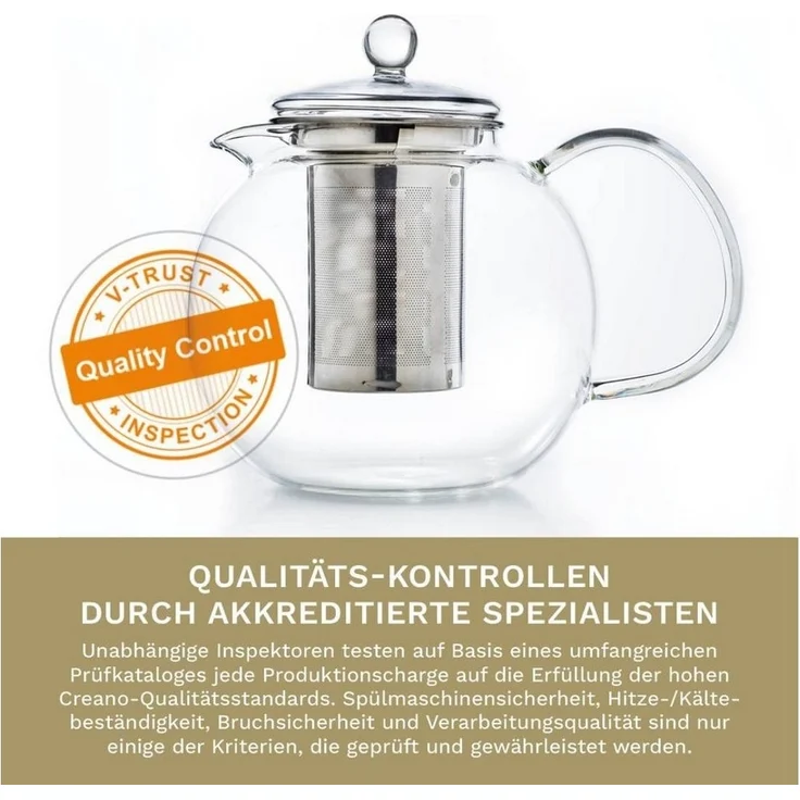 Creano Teekanne Creano Teekanne aus Glas 1,7l, 3-teilige Glasteekanne mit integriertem, (1er-Set, 2-St), tropffrei – Bild 3
