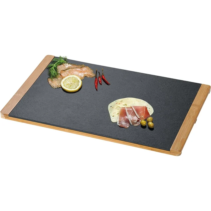 4 Buffetplatten, Schiefer mit Bambusrahmen - 45 x 30cm – Bild 2