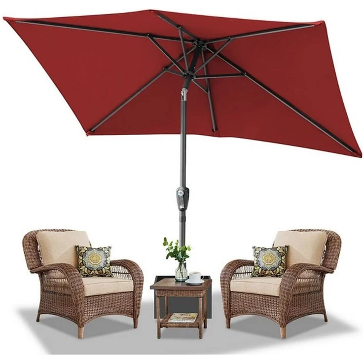Clanmacy Sonnenschirm Sonnenschirm 200x300 cm knickbar Balkonschirm Gartenschirm UV50+ Rot, LxB: 300x200 cm, Stabiler knickbar/für Garten, Balkon, Terasse/Sonnenschutz – Bild 4