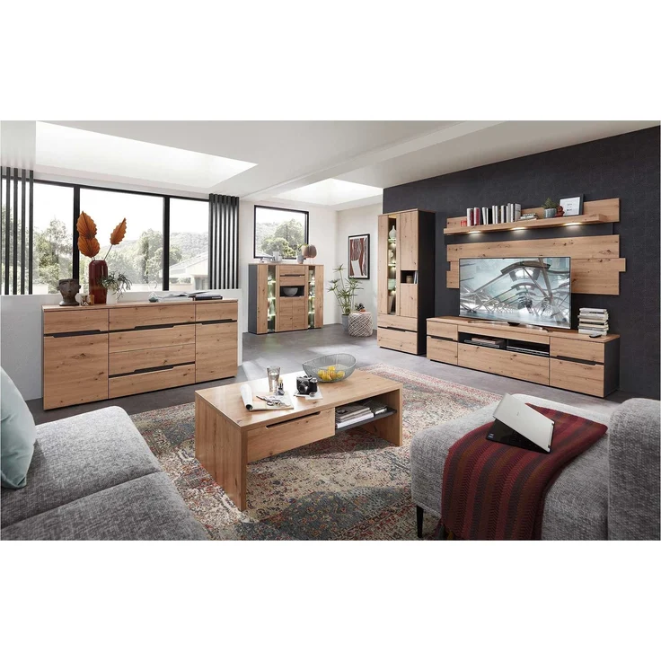 Couchtisch Melanie / Memphis, Holzfarben, 110 x 40 x 65 cm – Bild 2
