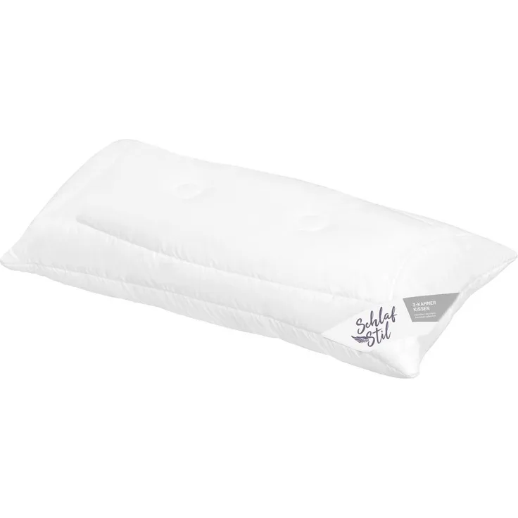 Schlafstil 3-Kammer-Kopfkissen N700, Kissen in 40x80cm & 80x80cm, Füllung: Cashmere, Federn, Bezug: 100 % Baumwolle, Seitenschläfer Rückenschläfer, hergestellt in Deutschland, allergikerfreundlich