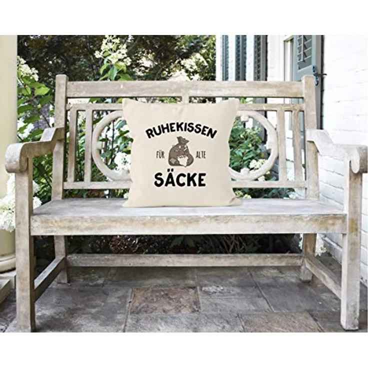 MoonWorks Dekokissen Kissen-Bezug Ruhekissen für alte Säcke Geschenk lustig Kissen-Hülle Deko-Kissen Baumwolle MoonWorks® – Bild 6
