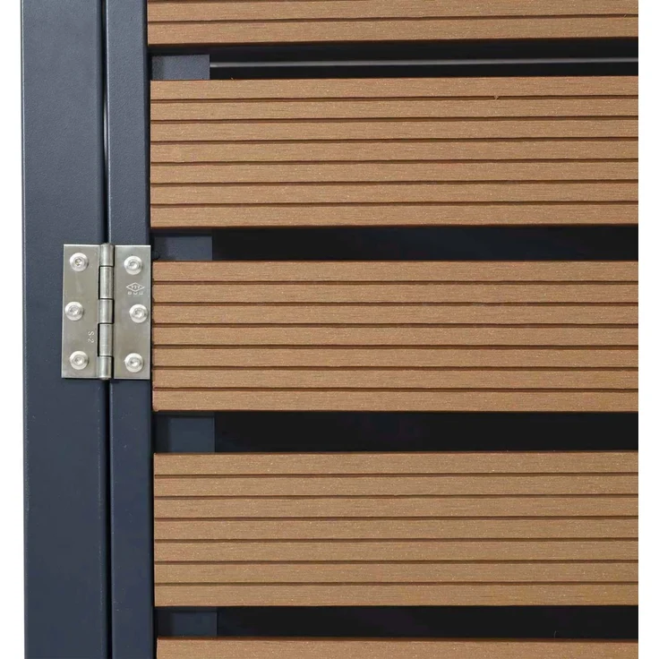3er Mülltonnenverkleidung HWC-K14, Mülltonnenbox mit Pflanzkasten, 124x200x84cm WPC Edelstahl 107kg ~ Teak-Optik – Bild 9