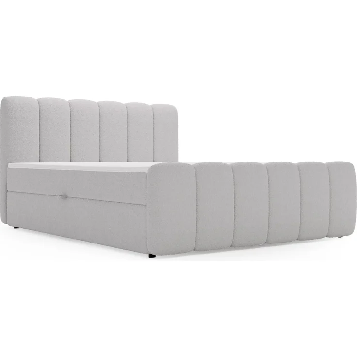 GRAINGOLD Cloud Boxspringbett 160x200, Bett mit Bettkasten, Bouclé-Stoff, mit Kopfteil, Grau – Bild 2