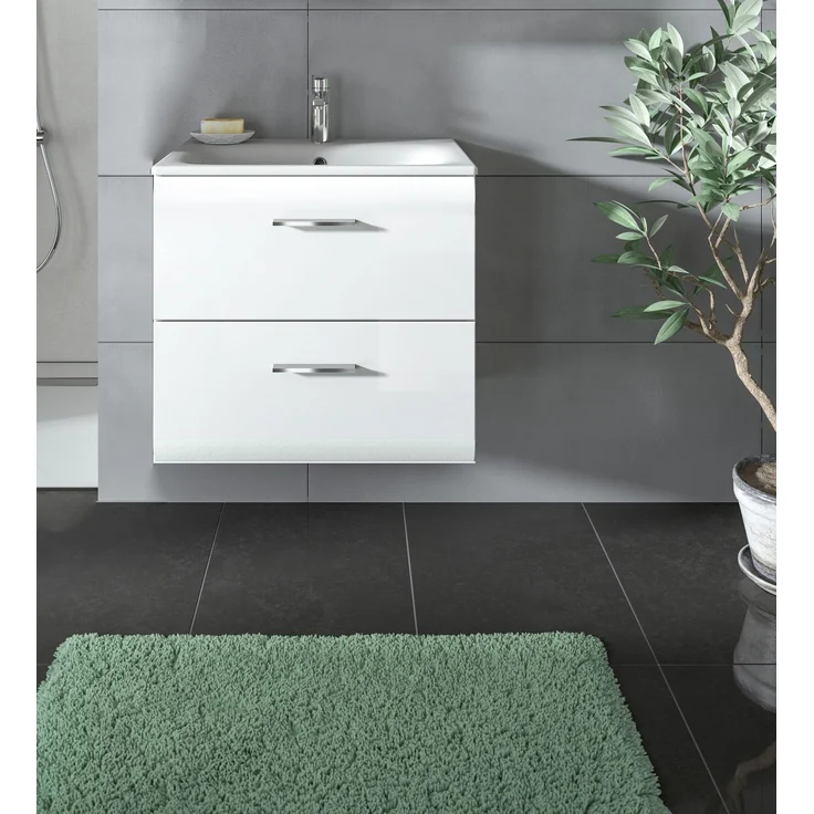 Waschtisch inkl. Waschbecken (B/H/T: 60x55x46 cm) in weiß hochglanz tiefzieh – Bild 6