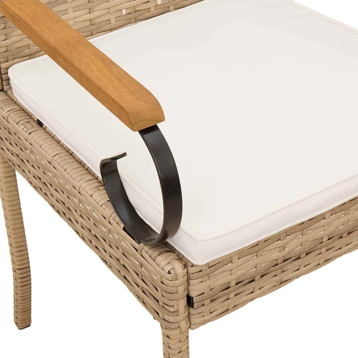 vidaXL Gartenstühle 4 Stk. Beige und Cremeweiß Poly-Rattan und Akazie 42025887 – Bild 9