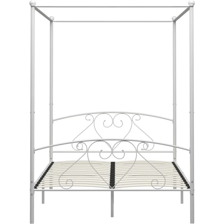vidaXL Himmelbett-Gestell Weiß Metall 160x200 cm [284430] – Bild 3