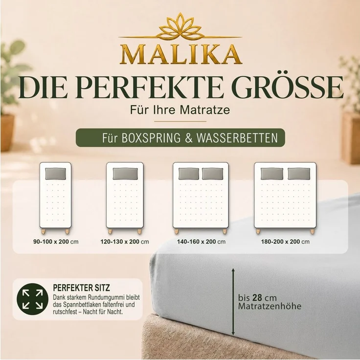 Malika Spannbettlaken aus 100% Baumwolle, 90-100x200, Silber, Jersey Baumwolle, Gummizug: Ja, (1 Stück), Allergikergeeignet, Pflegeleicht und Atmungsaktiv – Bild 4