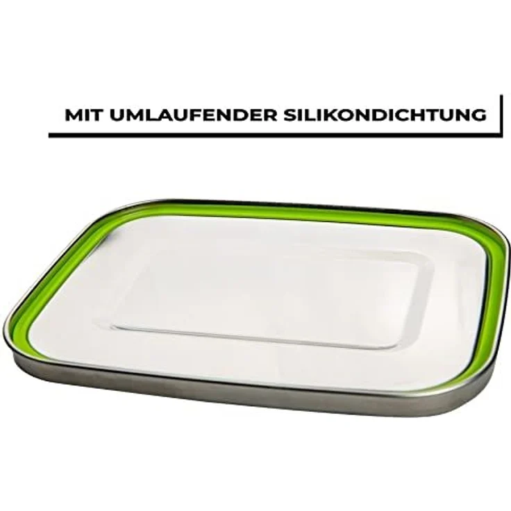 Centi Frischhaltedose 1L Brotbüchse Frühstücksbox, Edelstahl, (2er-Set), mit Fächern und Verschluss – Bild 4