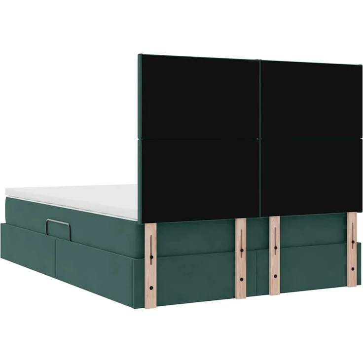 vidaXL Aufbewahrungsbett mit Matratze Dunkelgrün 140 x 190 cm Samt 3371970 – Bild 11