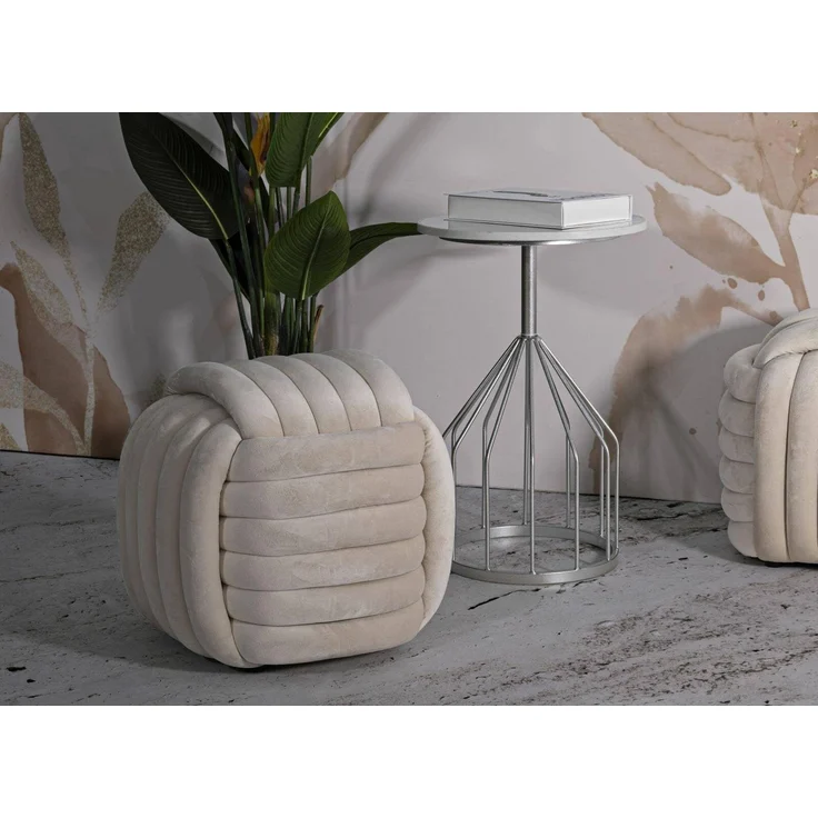 Dmora Pouf Karori 45 x 45 x 45 cm Weiß, Würfelform