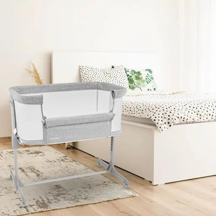 Moby-System Beistellbett Baby-Beistellbett LUNA 3in1 - Ideal für Neugeborene - grau – Bild 3