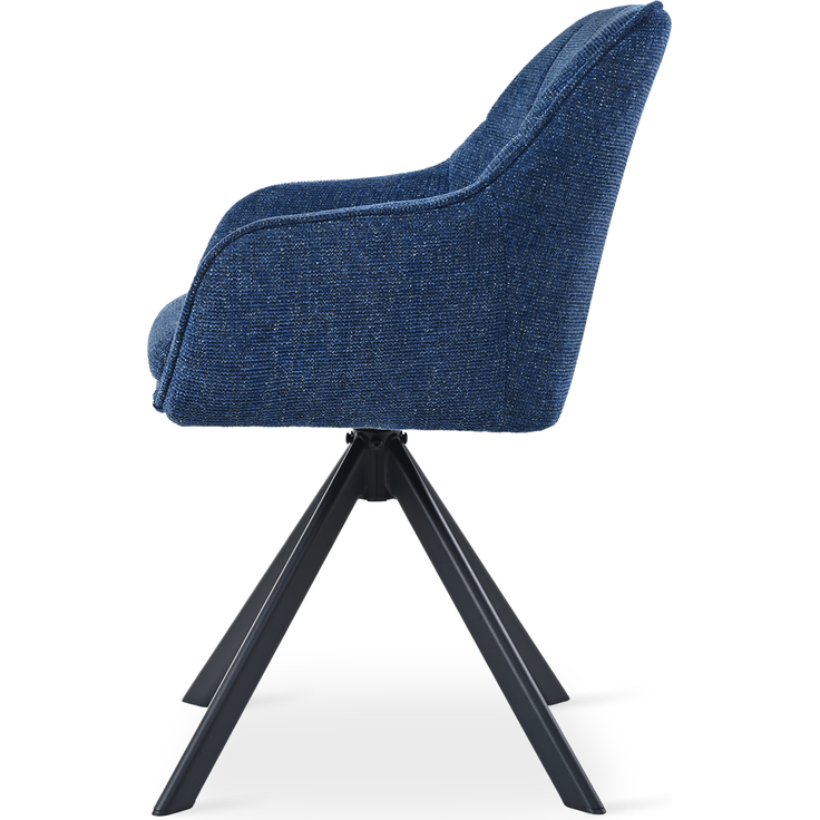 GOEURVANT 1437 Esszimmerstühle 6er-Set mit Armlehnen, 360° Drehbar, Chenille - Blau – Bild 5