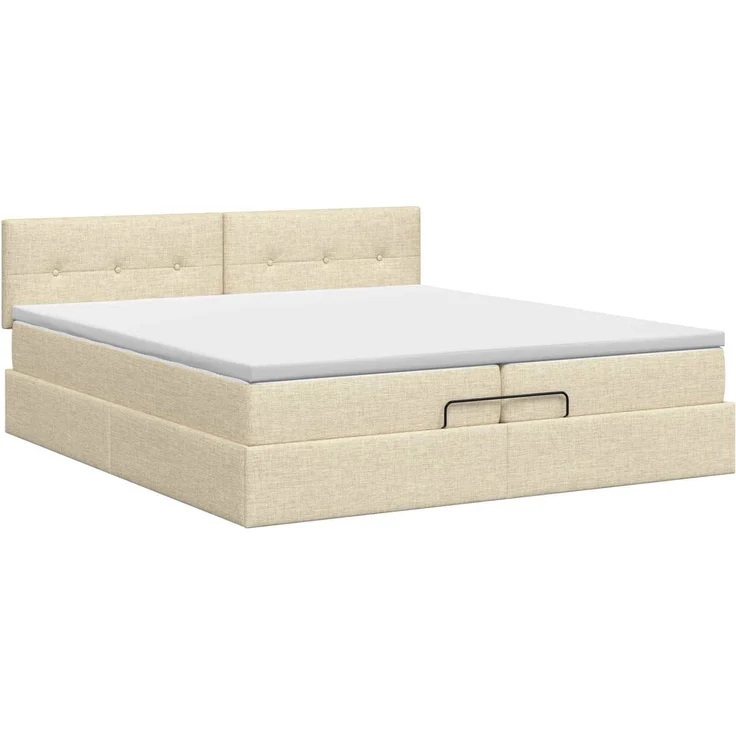 vidaXL Ottoman Bett mit Matratze mit Kopfteil Creme 200 x 200 cm Stoff 3456356 – Bild 8