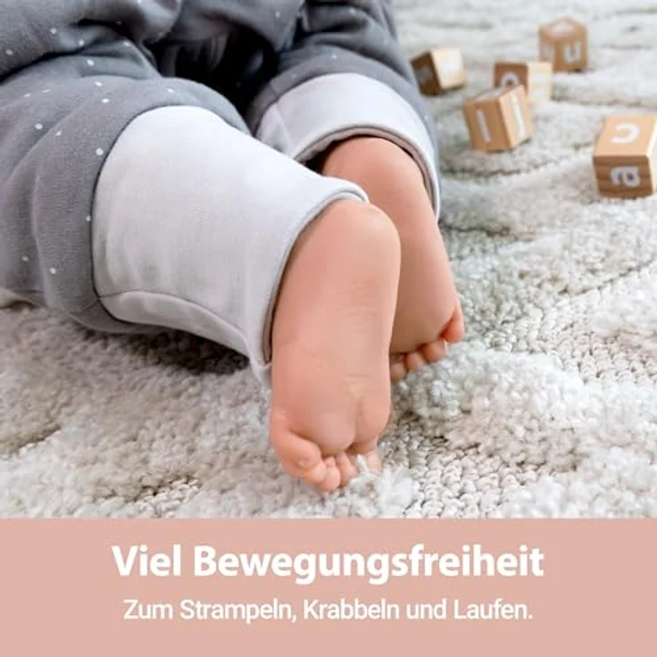 LaLoona Schlafsack mit Beinen, wattiert, Dots, Taupe, 2,5 TOG, Größe 70 cm, OEKO-TEX® Standard 100 – Bild 5