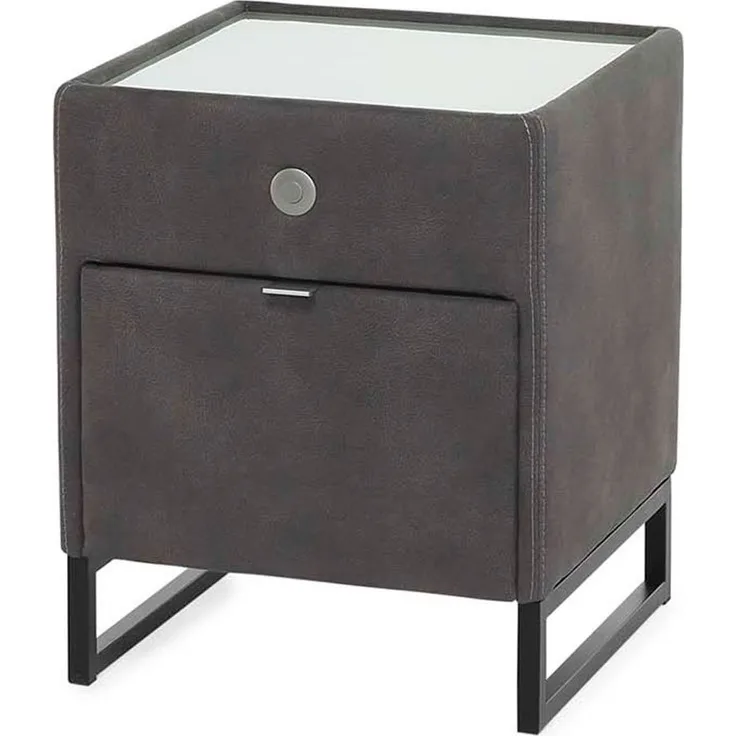 Nachttisch Lilly / Linea, Mikrofaser, Polyester, Grau, 43 x 53 x 43 cm