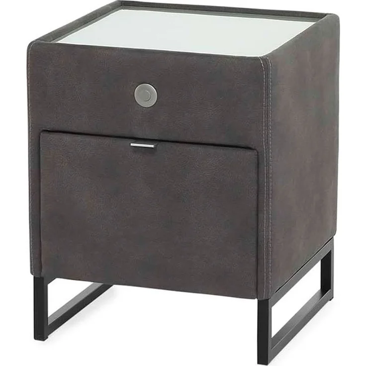Nachttisch Lilly / Linea, Mikrofaser, Polyester, Grau, 43 x 53 x 43 cm