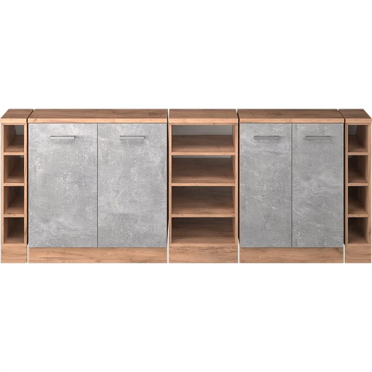 Küchenschrank für Dachschrägen R-Line Beton 210 cm 5er Set Schrankkorpuss 60 cm Tiefe Vicco – Bild 3