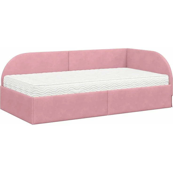 vidaXL Eckbettgestell mit Matratze 2 stk. Rosa 100 x 200 cm Samt 3394207 – Bild 4