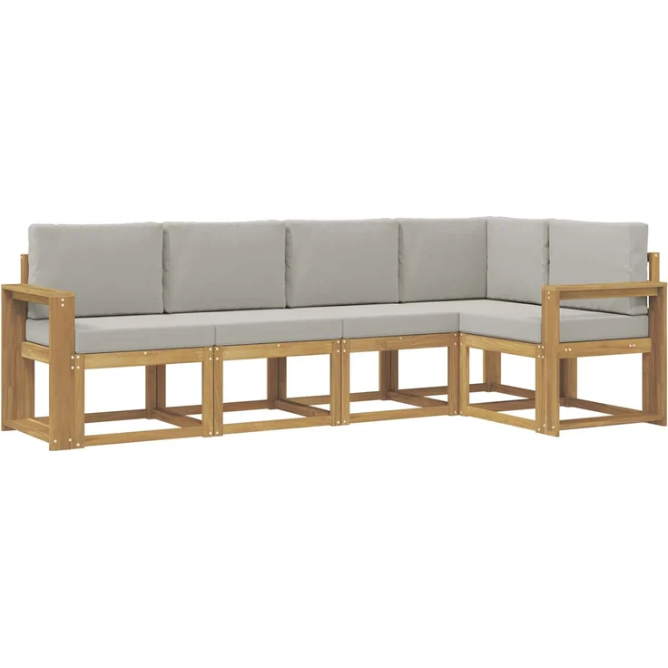 vidaXL Outdoor-Sofagarnitur 5 stk. 5-Sitzer Weiß und Hellgrau 3387635 – Bild 2