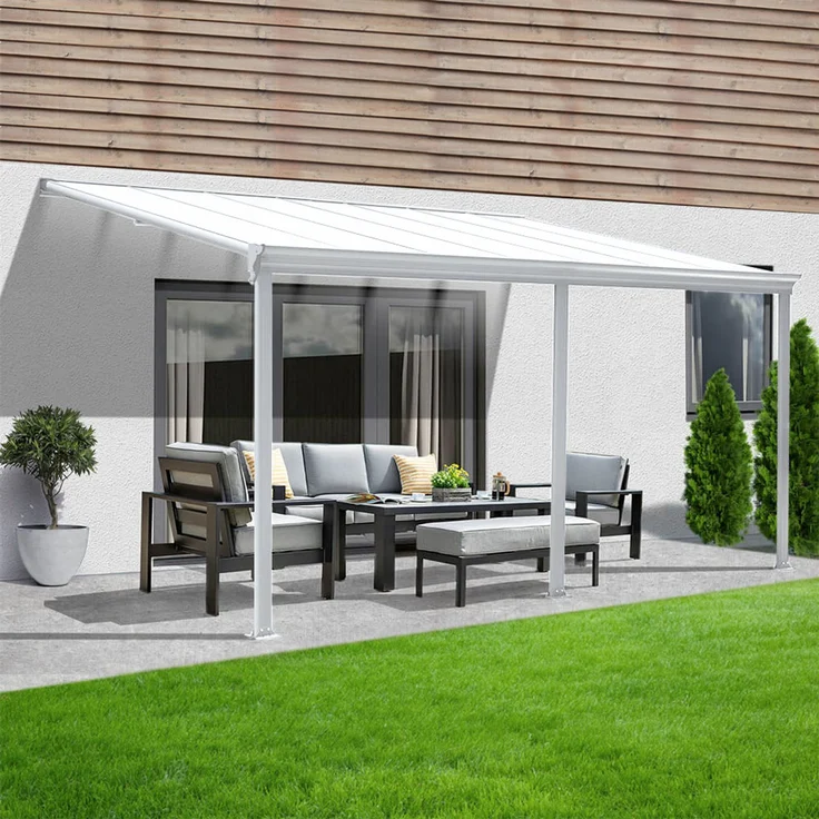 HOME DELUXE Terrassenüberdachung SOLIS - 496 / 503 x 300 / 303 x 278 / 226 cm Weiß – Bild 1