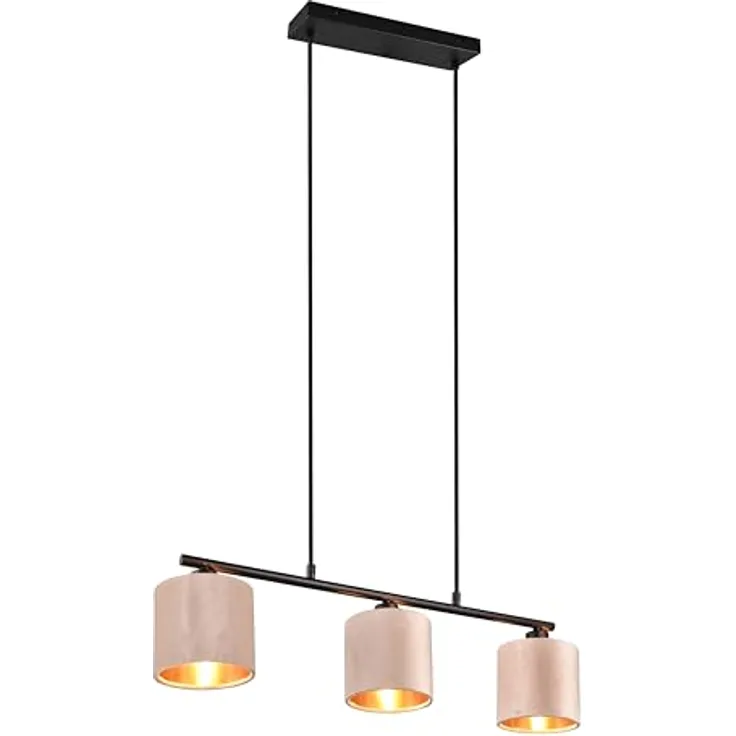 Trio Pendelleuchte Julieta 3-flammig Beige, 66 cm x 12 cm, zeitloses Design mit goldener Innenseite