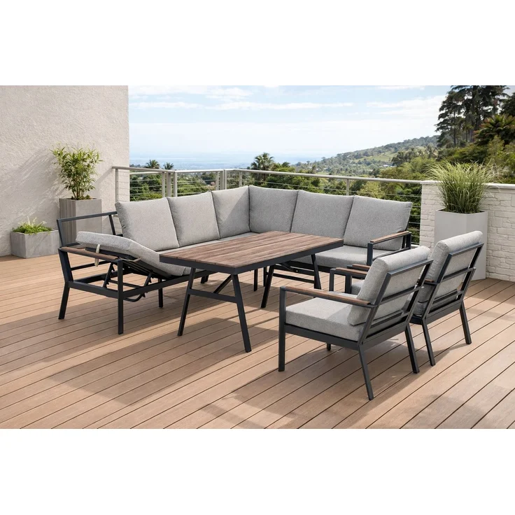 Gardissimo ANDORRA Ecklounge Gartenmöbel Sitzgruppe Nonwood Holzoptik rechts – Bild 1