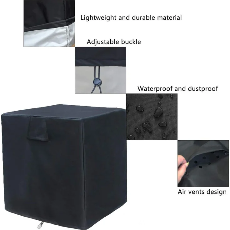 Klimaanlagen Abdeckung universal quadratisch Wasserdichte Winter-Schutzhülle für Zentral-AC, Outdoor, Schwarz, Staub- & UV-Schutz – Bild 4