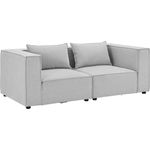 Juskys 'Domas S' modulares Sofa, 2 Sitzer mit Armlehnen & Kissen, Stoff Hellgrau, 67 x 196 x 98 cm