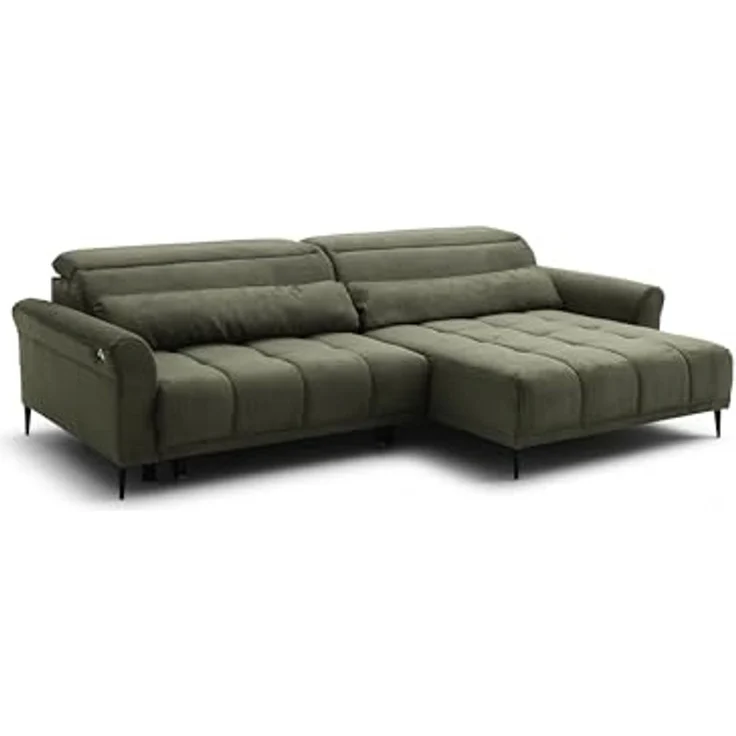 Wohnlandschaft >Wolve< elektr. Sitzverstellung, 2 Kissen, Cord grün - 277x108x179cm (BxHxT) – Bild 3