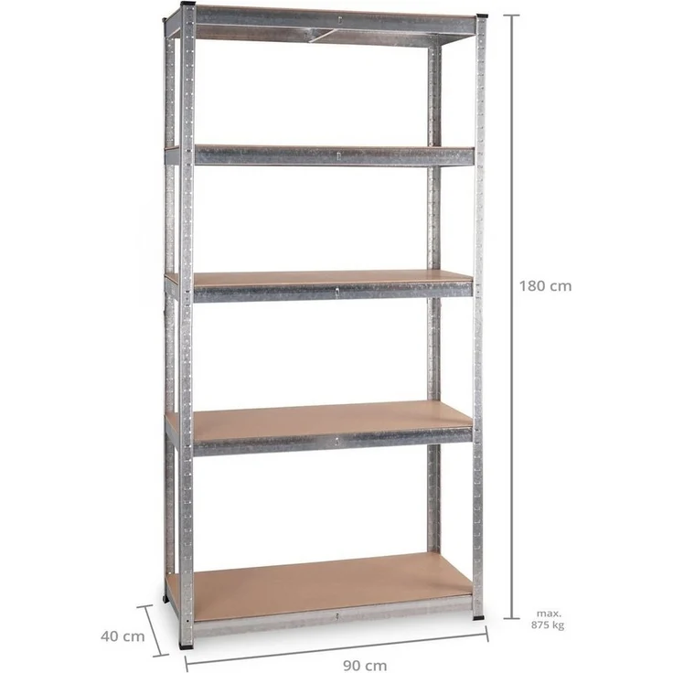 Stagecaptain Schwerlastregal Lagerregal - 5 variabel montierbare Böden - auch als Werkbank umbaubar, 4er Spar-Set 4-tlg, Tragkraft pro Boden: 175 kg, gesamt 875 kg – Bild 2