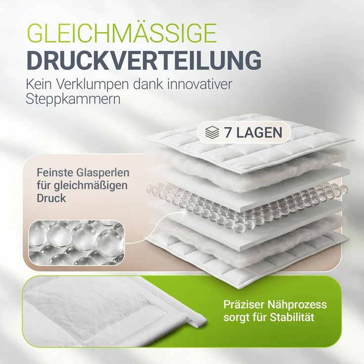 Juskys Gewichtsdecke 135x200 – weiß, beschwerte Schlafdecke mit Glasperlen, Baumwolle & Mikrofaser, entspannend & schlaffördernd bei Unruhe – 7 kg – Bild 3