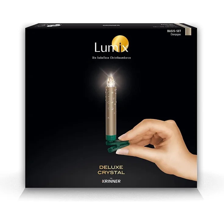 Krinner Lumix Crystal 10er Basis-Set Kabellose Christbaumkerzen Champagner