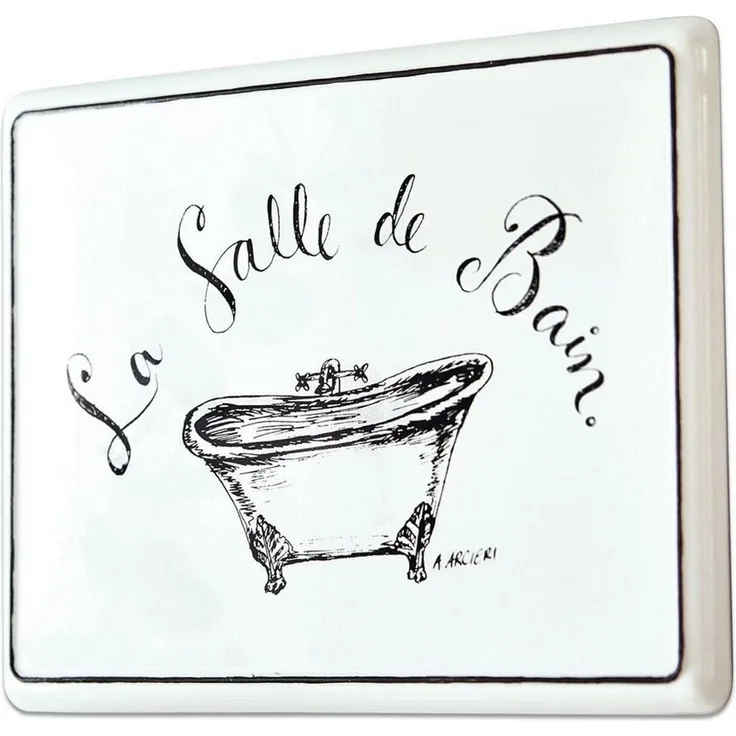 Mirabeau Wanddekoobjekt Deko-Schild La salle de bain weiß