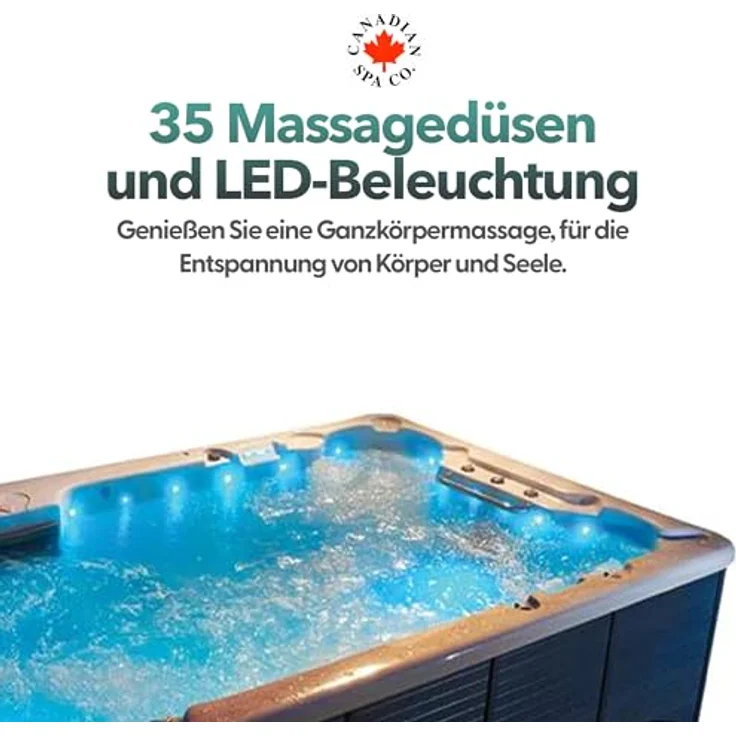 Canadian Spa Company Winnipeg UV 6-Personen Whirlpool mit 35 Massagedüsen, LED-Innenbeleuchtung, Wasserfall und Bluetooth Audio System – Bild 7