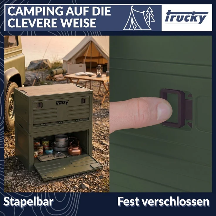 Trucky Faltbox Storage Box Camping Klappbox Klappkiste faltbar Grün Auswahl – Bild 4