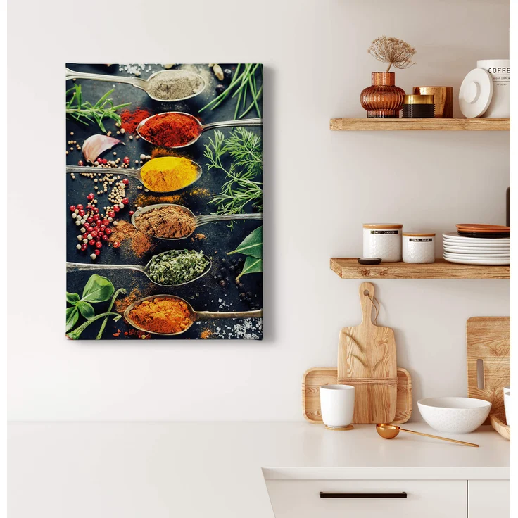 Leinwandbild Kräuter Gewürze Grün Rot Gelb 50x70 DD123133 Wandbild Leinwand – Bild 2
