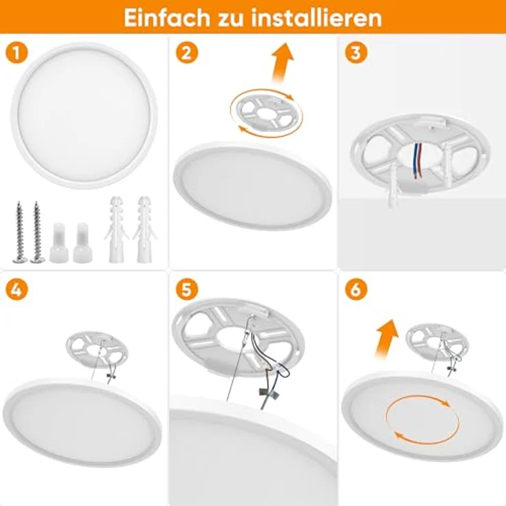 ROTTOGOON Deckenlampe LED Deckenleuchte Flach 24W 2200LM, 3CCT, Ø29cm | Modern Schlicht Rund Deckenleuchte, 3000K/4000K/6500K, Ultra Dünn, für Badezimmer Schlafzimmer Wohnzimmer Küche – Bild 7