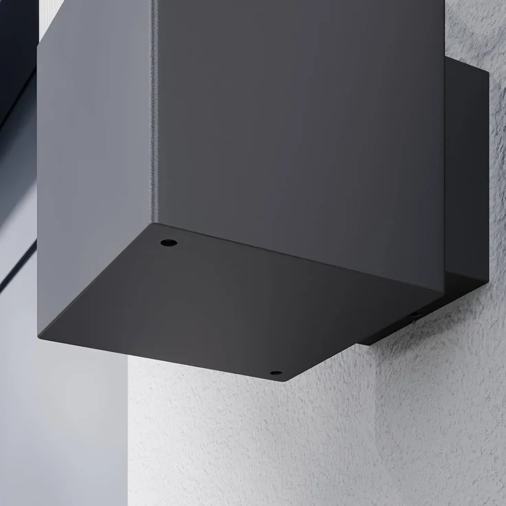Lucande Außen-Wandleuchte Keke, dimmbar, Leuchtmittel nicht inklusive, Modern, Aluminium, Kunststoff, grafitgrau, 1 flammig, E27 – Bild 7