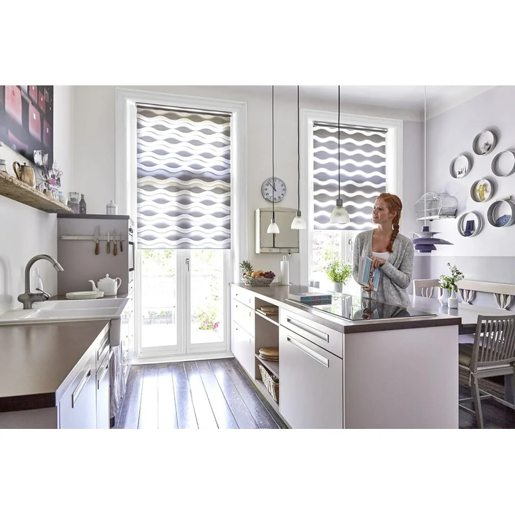 Lichtblick Sonnenschutzsysteme GmbH Doppelrollo Stockholm 110 cm x 150 cm (BxL) Anthrazit Duo Rollo in extravagantem Stil; Klemm- und schraubbar; Lichtdurchlässig und blickdicht – Bild 2