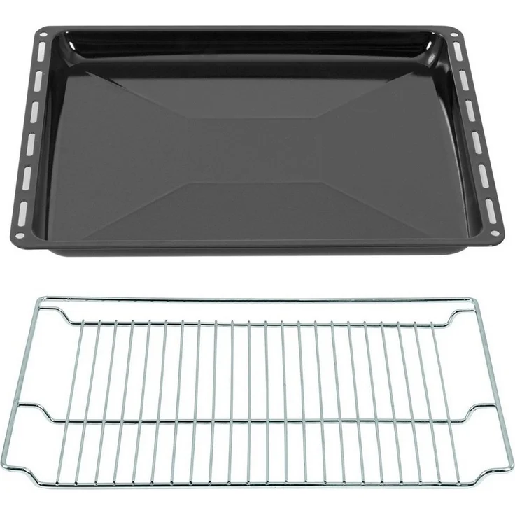 ICQN Backblech 465 x 370 x 30 mm, Emaille, (Set mit Backofenrost, 2-St), Passend für Bosch, Neff, Constructa, Beko, Samsung, Teka – Bild 1