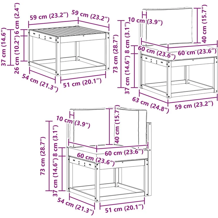 vidaXL Outdoor-Sofagarnitur mit Kissen 5 pcs Natur und Anthrazit 3366355 – Bild 11